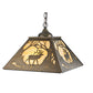 Meyda Lighting Elk at Dawn 23" 2-Light Antique Copper Pendant Light With Beige Art Shade Glass