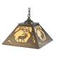 Meyda Lighting Elk at Dawn 23" 2-Light Antique Copper Pendant Light With Beige Art Shade Glass