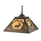 Meyda Lighting Elk at Dawn 23" 2-Light Antique Copper Pendant Light With Beige Art Shade Glass