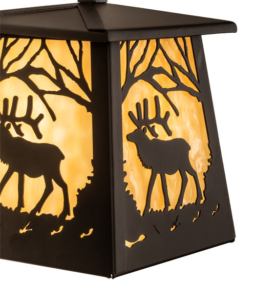 Meyda Lighting Elk at Dawn 7" Oil Rubbed Bronze Hanging Wall Sconce With Beige Art Shade Glass