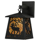 Meyda Lighting Elk at Dawn 7" Textured Black Hanging Wall Sconce With Amber Mica Shade Glass
