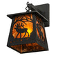 Meyda Lighting Elk at Dawn 7" Textured Black Hanging Wall Sconce With Amber Mica Shade Glass