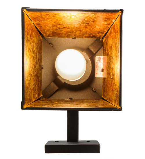 Meyda Lighting Elk at Dawn 7" Textured Black Hanging Wall Sconce With Amber Mica Shade Glass