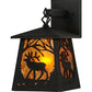 Meyda Lighting Elk at Dawn 7" Textured Black Hanging Wall Sconce With Amber Mica Shade Glass