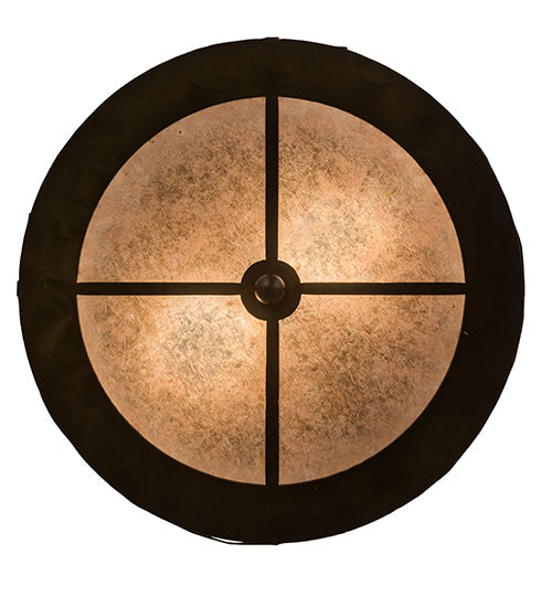 Meyda Lighting Elk at Dusk 16" 2-Light Antique Copper Flush Mount Light With Silver Mica Shade Glass