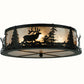 Meyda Lighting Elk at Dusk 22" 4-Light Textured Black Flush Mount Light With Silver Mica Shade Glass