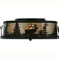 Meyda Lighting Elk at Dusk 22" 4-Light Textured Black Flush Mount Light With Silver Mica Shade Glass