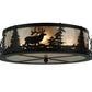 Meyda Lighting Elk at Dusk 22" 4-Light Textured Black Flush Mount Light With Silver Mica Shade Glass