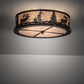Meyda Lighting Elk at Dusk 22" 4-Light Wrought Iron On Rust Flush Mount Light With Silver Mica Shade Glass