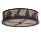 Meyda Lighting Elk at Dusk 22" 4-Light Wrought Iron On Rust Flush Mount Light With Silver Mica Shade Glass