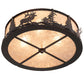 Meyda Lighting Elk at Dusk 22" 4-Light Wrought Iron On Rust Flush Mount Light With Silver Mica Shade Glass