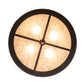 Meyda Lighting Elk at Dusk 22" 4-Light Wrought Iron On Rust Flush Mount Light With Silver Mica Shade Glass