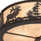 Meyda Lighting Elk at Dusk 22" 4-Light Wrought Iron On Rust Flush Mount Light With Silver Mica Shade Glass