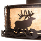Meyda Lighting Elk at Dusk 22" 4-Light Wrought Iron On Rust Flush Mount Light With Silver Mica Shade Glass