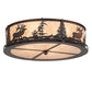 Meyda Lighting Elk at Dusk 22" 4-Light Wrought Iron On Rust Flush Mount Light With Silver Mica Shade Glass