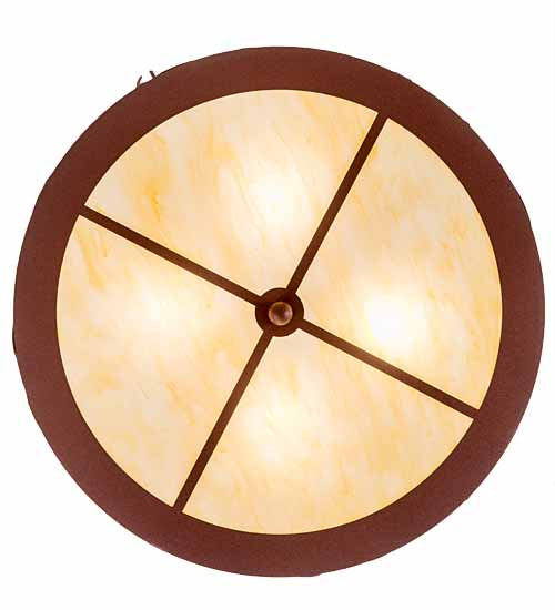 Meyda Lighting Elk at Dusk 22" 6-Light Rust & Green Trees Flush Mount Light With Botticino Idalight Shade