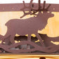 Meyda Lighting Elk at Dusk 22" 6-Light Rust & Green Trees Flush Mount Light With Botticino Idalight Shade