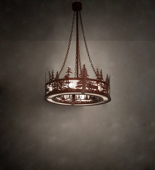 Meyda Lighting Elk at Dusk 36" 8-Light Rust Pendant Light With Angelwing Idalight Shade