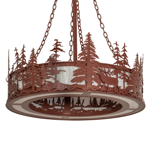 Meyda Lighting Elk at Dusk 36" 8-Light Rust Pendant Light With Angelwing Idalight Shade