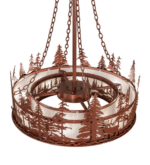 Meyda Lighting Elk at Dusk 36" 8-Light Rust Pendant Light With Angelwing Idalight Shade