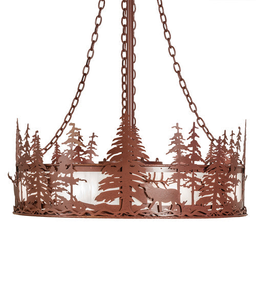 Meyda Lighting Elk at Dusk 36" 8-Light Rust Pendant Light With Angelwing Idalight Shade