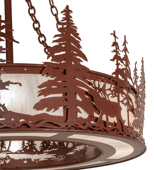 Meyda Lighting Elk at Dusk 36" 8-Light Rust Pendant Light With Angelwing Idalight Shade