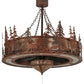 Meyda Lighting Elk at Dusk 44" 11-Light Rust & Wrought Iron Chandelier With Silver Mica Shade Glass and 29" Oil Rubbed Bronze Fan
