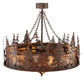 Meyda Lighting Elk at Dusk 44" 11-Light Rust & Wrought Iron Chandelier With Silver Mica Shade Glass and 29" Oil Rubbed Bronze Fan