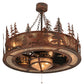 Meyda Lighting Elk at Dusk 44" 11-Light Rust & Wrought Iron Chandelier With Silver Mica Shade Glass and 29" Oil Rubbed Bronze Fan