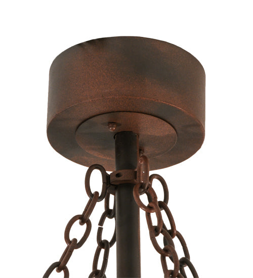 Meyda Lighting Elk at Dusk 44" 11-Light Rust & Wrought Iron Chandelier With Silver Mica Shade Glass and 29" Oil Rubbed Bronze Fan