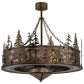 Meyda Lighting Elk at Dusk 44" 8-Light Antique Copper Chandelier With Silver Mica Shade Glass and Fan