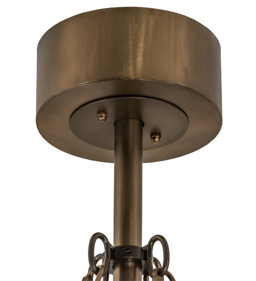 Meyda Lighting Elk at Dusk 44" 8-Light Antique Copper Chandelier With Silver Mica Shade Glass and Fan