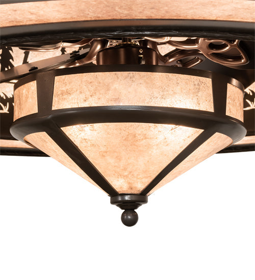 Meyda Lighting Elk at Dusk 46" 11-Light Timeless Bronze Ceiling Chandelier With Silver Mica Shade Glass and Fan
