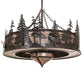 Meyda Lighting Elk at Dusk 46" 11-Light Timeless Bronze Ceiling Chandelier With Silver Mica Shade Glass and Fan