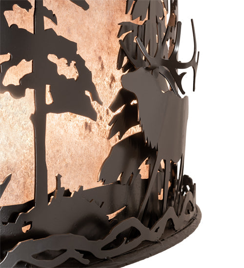 Meyda Lighting Elk at Dusk 46" 11-Light Timeless Bronze Ceiling Chandelier With Silver Mica Shade Glass and Fan