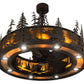 Meyda Lighting Elk at Dusk 46" 16-Light Oil Rubbed Bronze Chandelier With Amber Mica Shade Glass and Fan