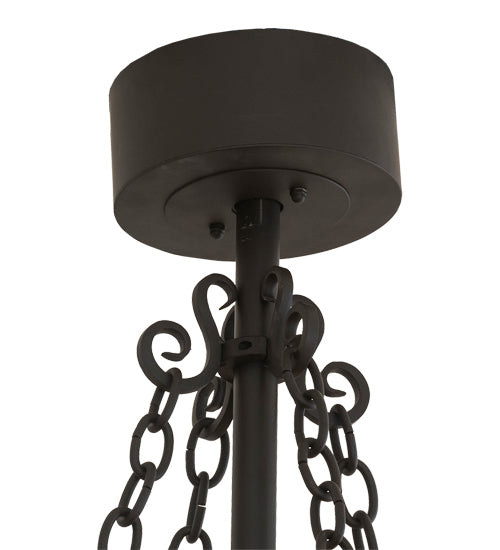 Meyda Lighting Elk at Dusk 46" 16-Light Oil Rubbed Bronze Chandelier With Amber Mica Shade Glass and Fan