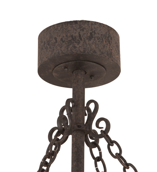Meyda Lighting Elk at Dusk 47" 16-Light Coffee Bean Chandelier With Amber Mica Shade Glass and Fan