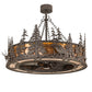 Meyda Lighting Elk at Dusk 47" 16-Light Coffee Bean Chandelier With Amber Mica Shade Glass and Fan