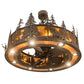 Meyda Lighting Elk at Dusk 47" 16-Light Coffee Bean Chandelier With Amber Mica Shade Glass and Fan