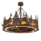 Meyda Lighting Elk at Dusk 47" 16-Light Coffee Bean Chandelier With Amber Mica Shade Glass and Fan