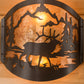 Meyda Lighting Elk at Lake 12" 2-Light Timeless Bronze Wall Sconce With Amber Mica Shade Glass