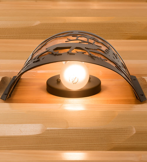 Meyda Lighting Elk at Lake 12" 2-Light Timeless Bronze Wall Sconce With Amber Mica Shade Glass