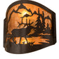 Meyda Lighting Elk at Lake 12" 2-Light Timeless Bronze Wall Sconce With Amber Mica Shade Glass