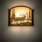 Meyda Lighting Elk at Lake 12" Antique Copper & Earth Wall Sconce With Beige Art Shade Glass