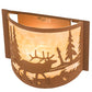 Meyda Lighting Elk at Lake 12" Antique Copper & Earth Wall Sconce With Beige Art Shade Glass