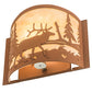 Meyda Lighting Elk at Lake 12" Antique Copper & Earth Wall Sconce With Beige Art Shade Glass