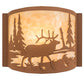 Meyda Lighting Elk at Lake 12" Antique Copper & Earth Wall Sconce With Beige Art Shade Glass