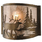 Meyda Lighting Elk at Lake 12" Antique Copper Wall Sconce With Silver Mica Shade Glass