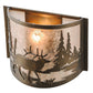 Meyda Lighting Elk at Lake 12" Antique Copper Wall Sconce With Silver Mica Shade Glass